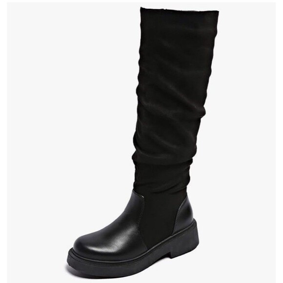 Women's Fashion Thick Heel Riding Boots Black Side Zipper Durable Elegant 7.5 - Picture 1 of 16